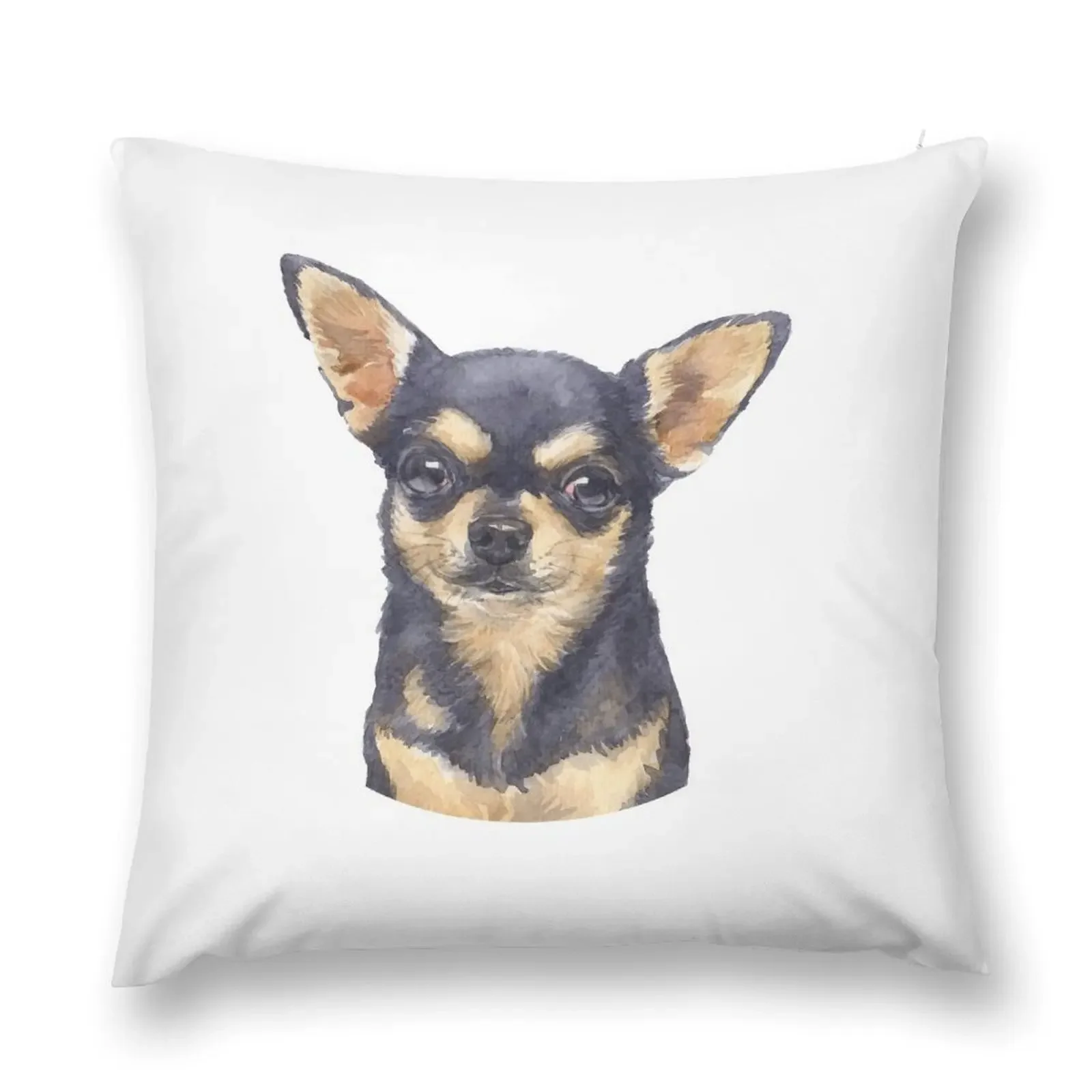 Cuite Black and Tan Chihuahua Watercolor Art Throw Pillow pillow cover luxury Marble Cushion Cover pillow