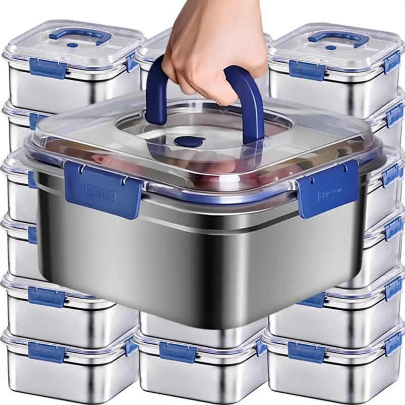 

1800/2500ML Stainless Steel Food Storage Containers Large Capacity Kitchen Sealed Keep Freshing Lunch Box For Camping Picnic