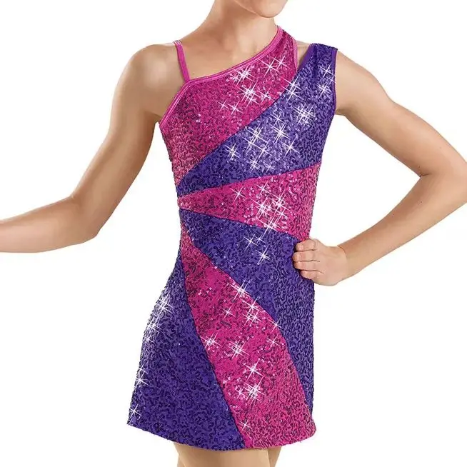 あらゆる色のスパンコール付きパフォーマンススカートでプロのジャズラテンダンス衣装をカスタマイズします。