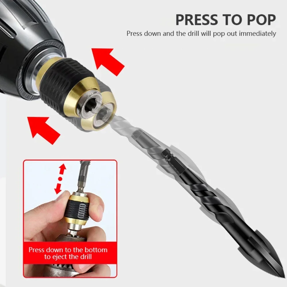 1/4 Inch Hexagonal Handle Big Head Pop-up Quick-release Self-locking Adapter Electric Drill Driver Drill Bit Extension Rod