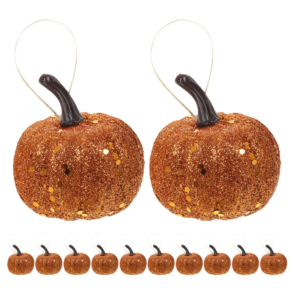 

12Pcs Artificial Glitter Pumpkins Realistic Fall Foam Decorations Halloween Party Supplies Home Adorn Halloween Pumpkins