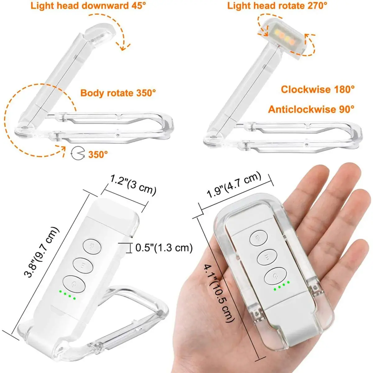 소형 방 막대기 테이블 클립에 밝기 3Colors를 위한 USB 재충전 가능한 LED 책 빛 조정가능한 생활 침대 옆 눈 보호 램프