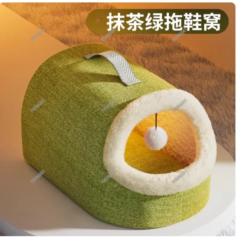 Heated Cat House with Thermostat Indoor Electric Pet Pad Warm Enclosed Kitty Bed for Winter Safe for Indoor Cats