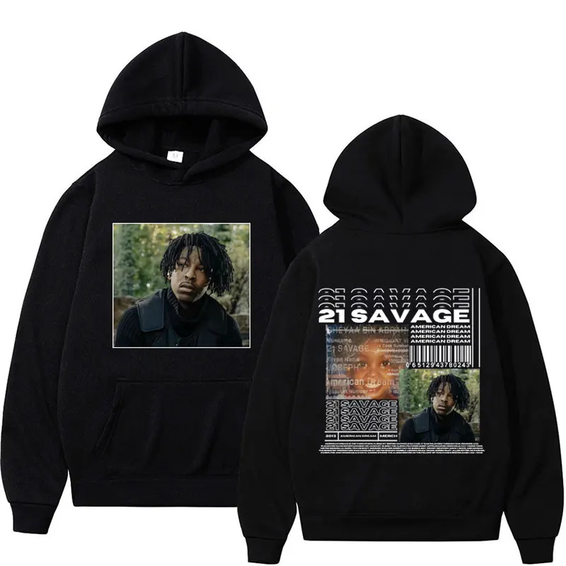 

Rapper 21 Savage American Dream Album Cover Hoodies Men Women Hip Hop Punk Retro Hoodie Male Fashion Casual Pullovers Sweatshirt