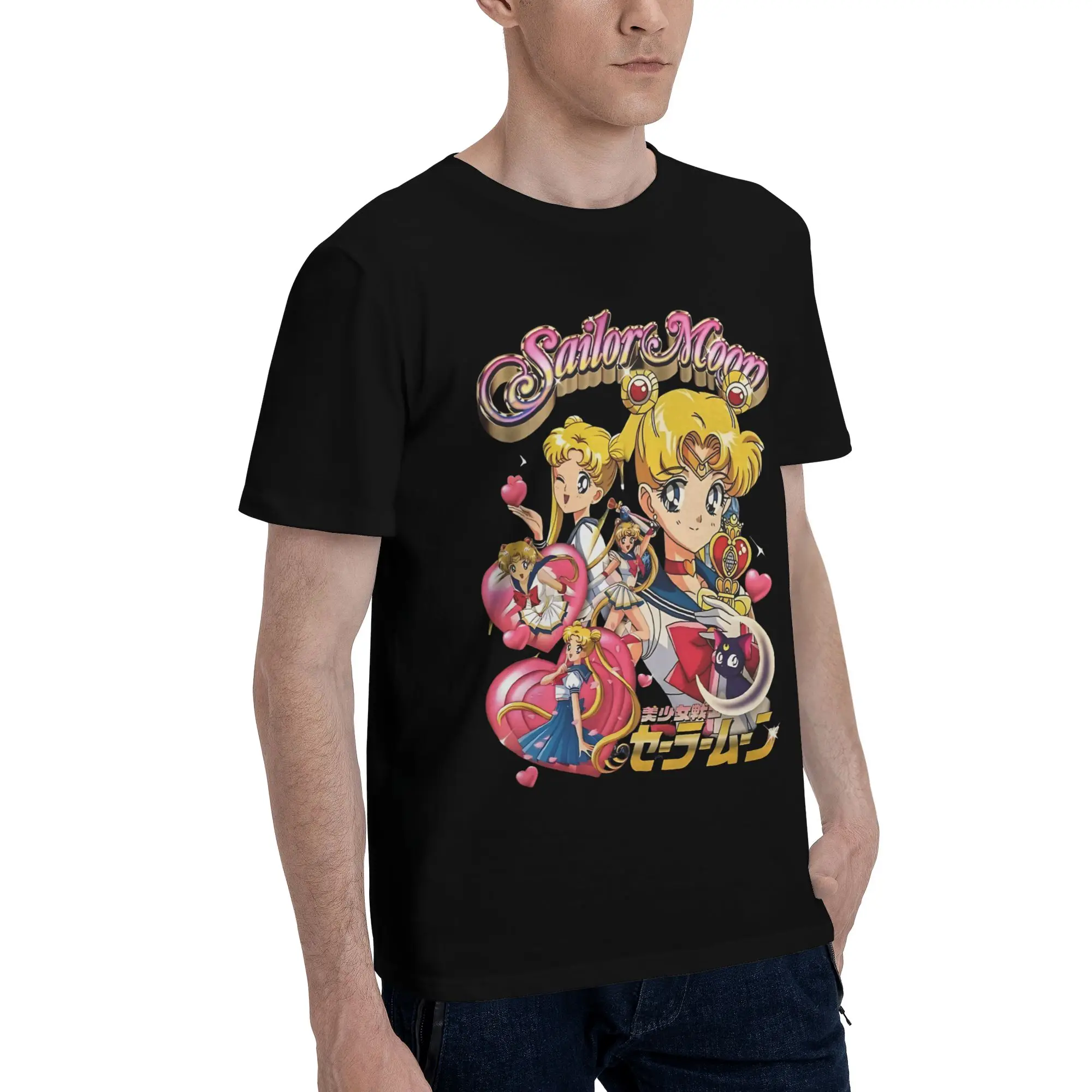 Usagi Tsukino Novelty Graphic 100% Cotton T-Shirt Bandai Sailor Moon Tees Tops For Men