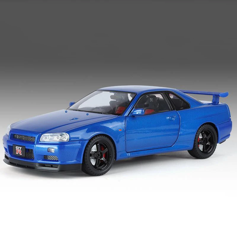 1:18 Nissan GTR R34 Skyline Supercar Alloy Metal Diecast Model Car