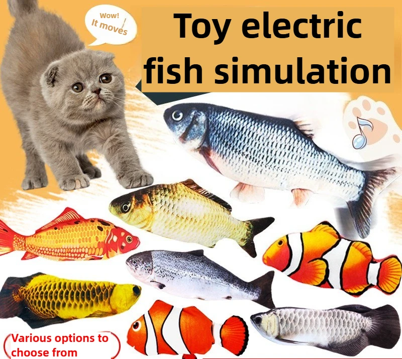 Electric Simulation Fish ToyBest-selling Electric Fish-teasing Cat Simulation Fish Jumping Fish Usb Jumping Plush Toy for Cat