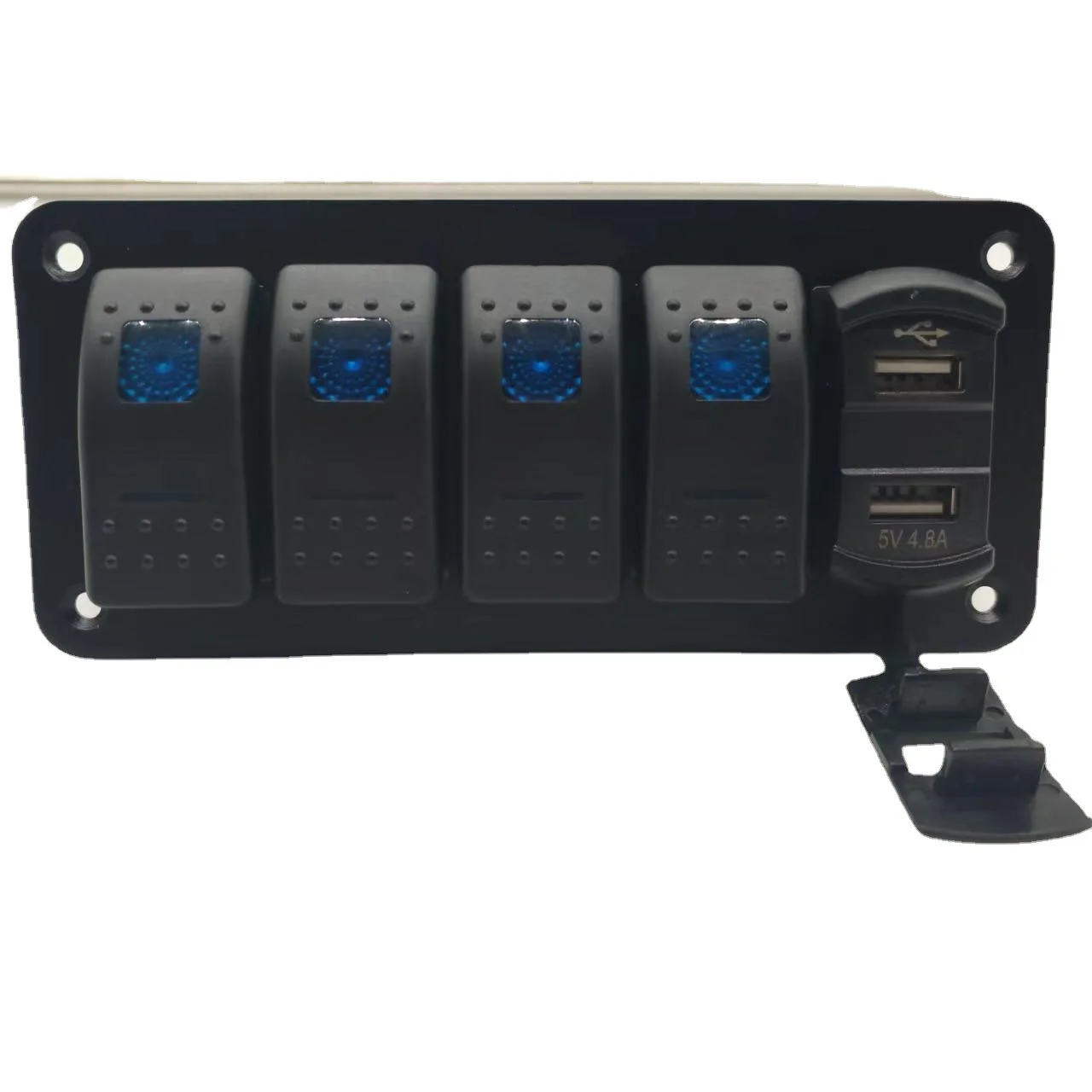 Hot-selling 4 + 1 switch panel car yacht steamer universal, black screw + ordinary sticker RV control