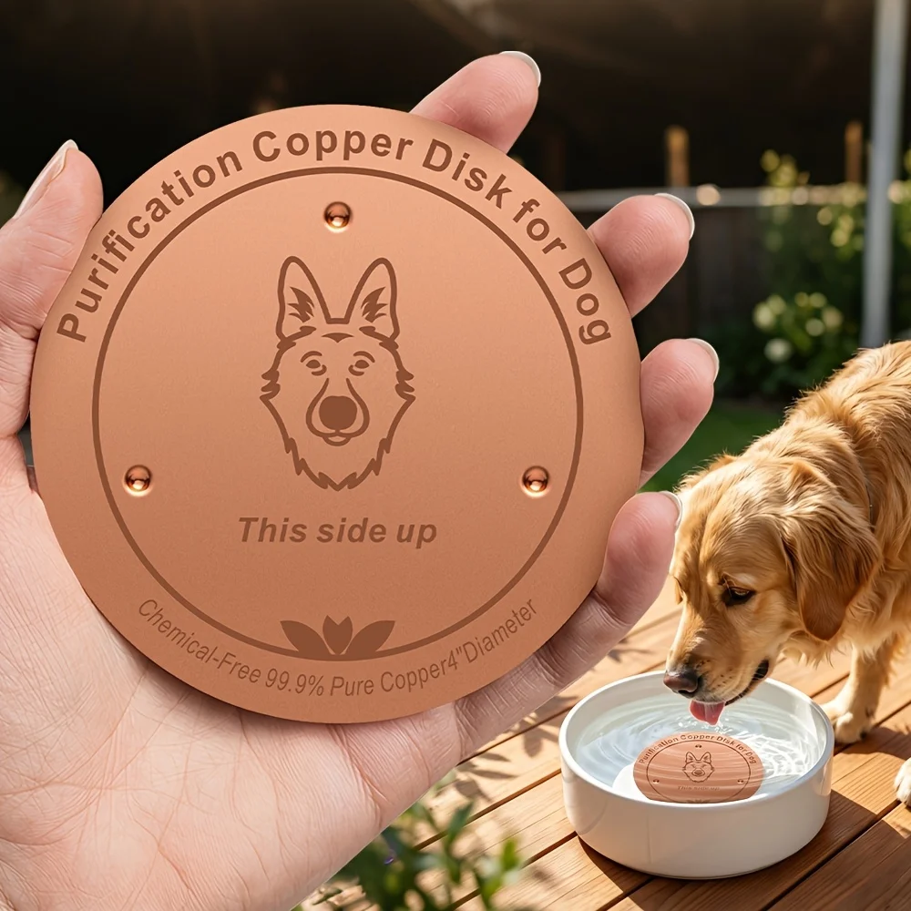 This copper pet water bowl features a three-point support design and is made of 99.9% pure copper. It's suitable for all types o