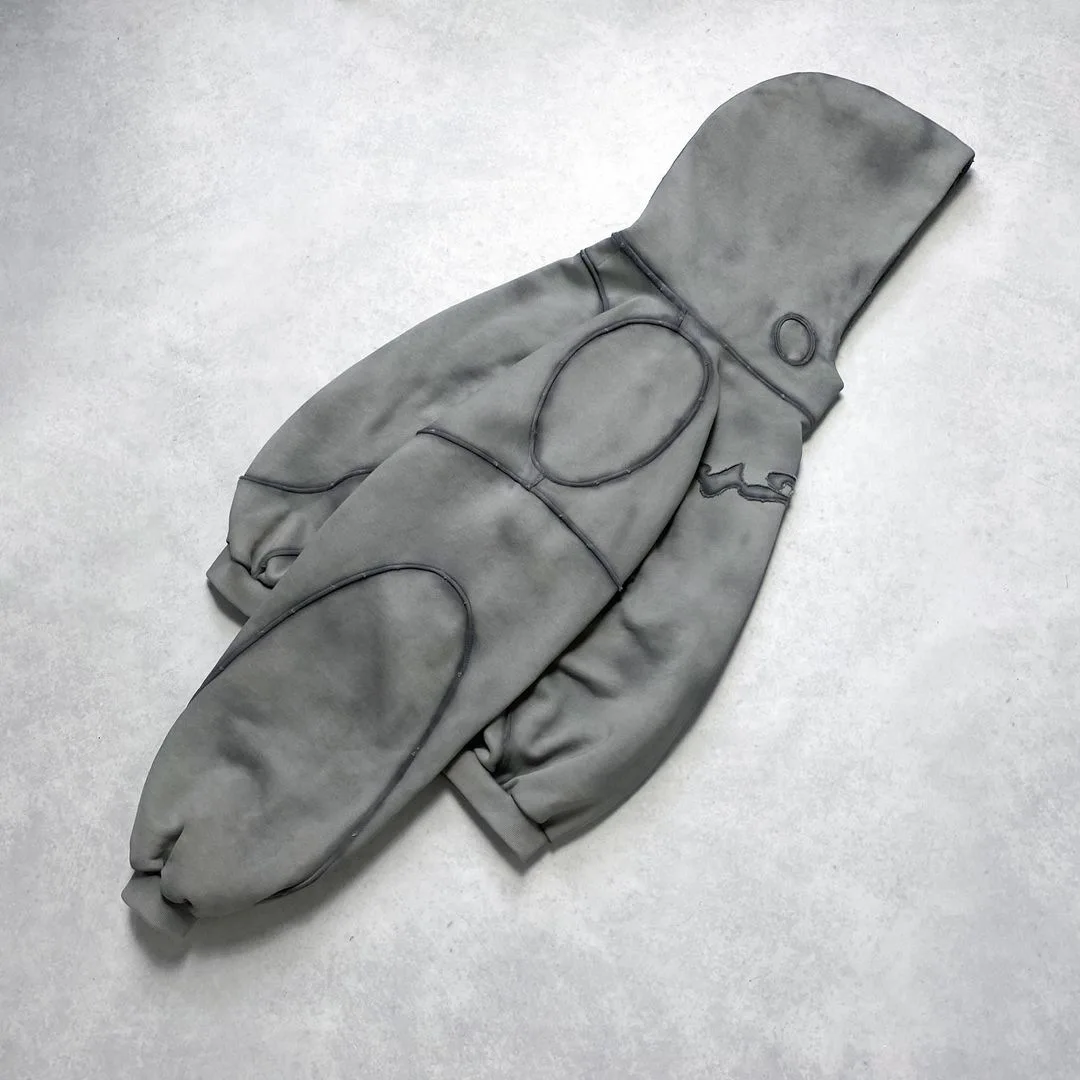 سترة بغطاء للرأس بأكمام طويلة ومثقبة أوروبية وأمريكية، سترة هيب هوب هاي ستريت Y2K #2