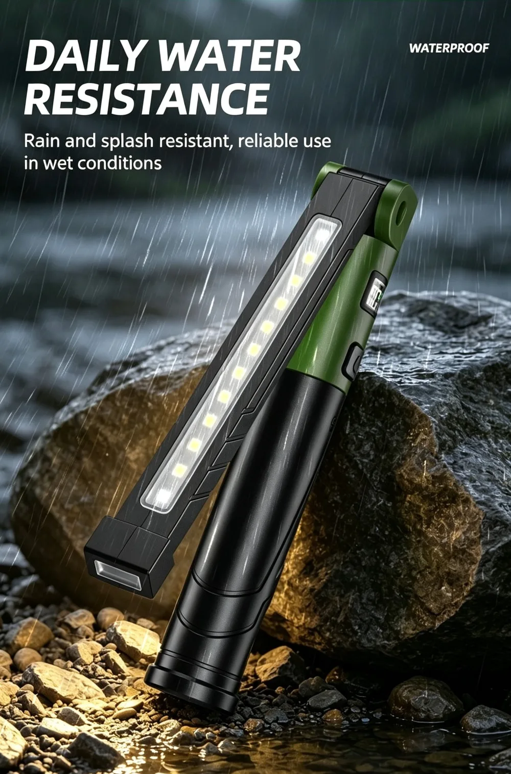 Superhelle, wiederaufladbare Taschenlampe mit hoher Lumenleistung - Faltbare, tragbare, multifunktionale Leuchte für Outdoor-Autoreparaturen, langlebig – Detail 6
