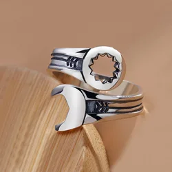 2024 New Arrival Vintage Wrench Design Thai Silver Unisex Hip Hop Ring Jewelry For Women Men Gifts No Fade Cheap