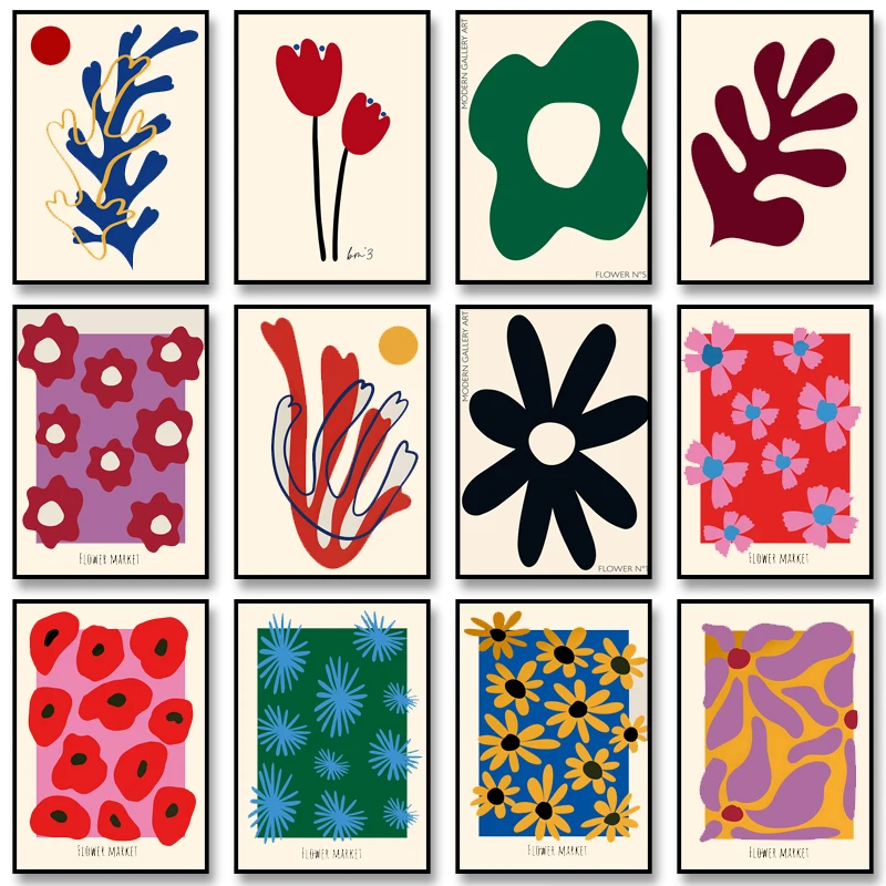 Pósteres de flores modernos, pintura minimalista en lienzo, hermosa impresión de flores, imagen artística de pared para sala de estar, Cuadros, decoración del hogar