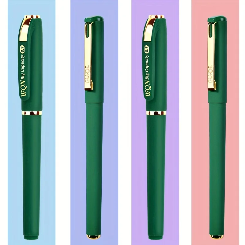 3pcs Green Ink Gel Pen, 1.0mm, For Writing, Large Capacity Refill, Office Supplies Back to Sochool Stationery