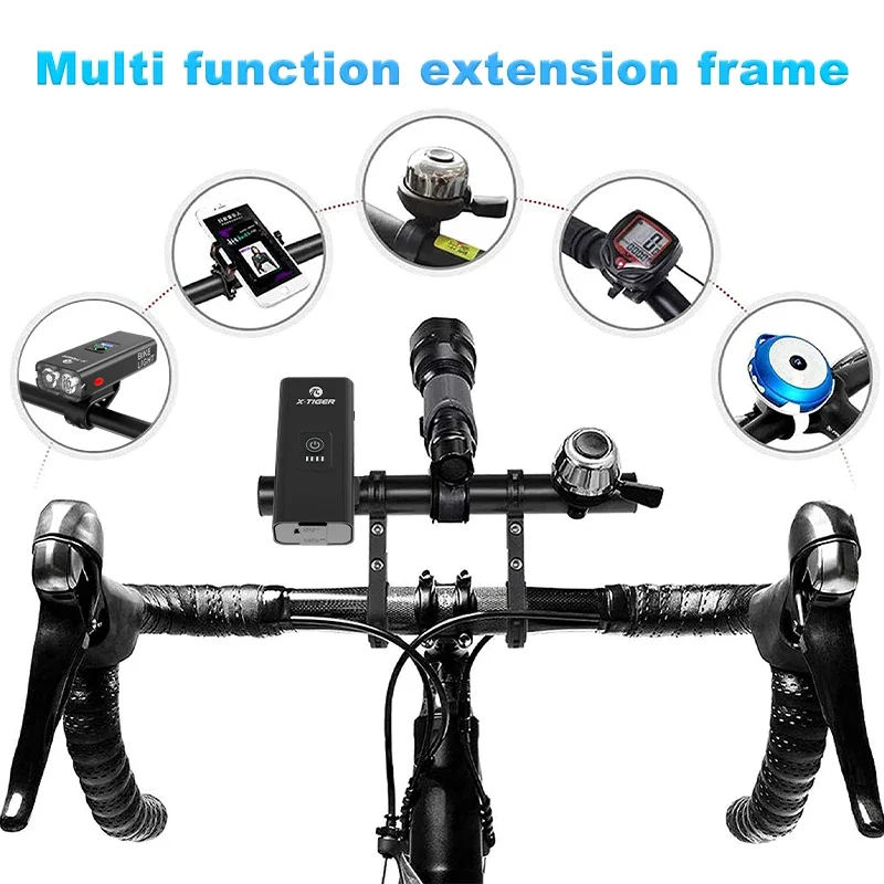 Bicycle Handlebar Extended Bracket Aluminum Alloy Extender Rack Light Shelf Flashlight Mount Bar Computer Holder Bike Accessorie