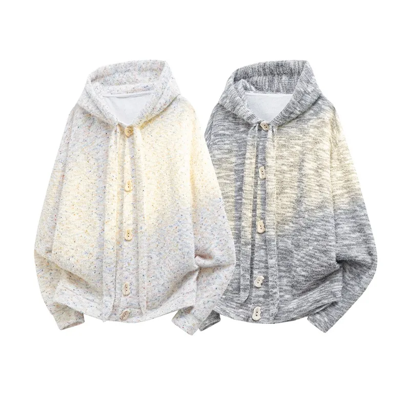 Kardigan Rajut Bergaris Terbaru 2025 Pria, Atasan Rajut Kancing Depan Lengan Panjang, Jaket Oversize Motif Polkadot Pelangi