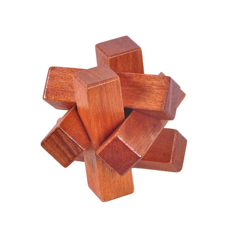 Wooden Classical 3D Puzzle Toy 4.5cm Kong Ming Lock Luban Lock IQ Brain Teaser Interlocking Burr Puzzles Unlock Game Kids 6Y+