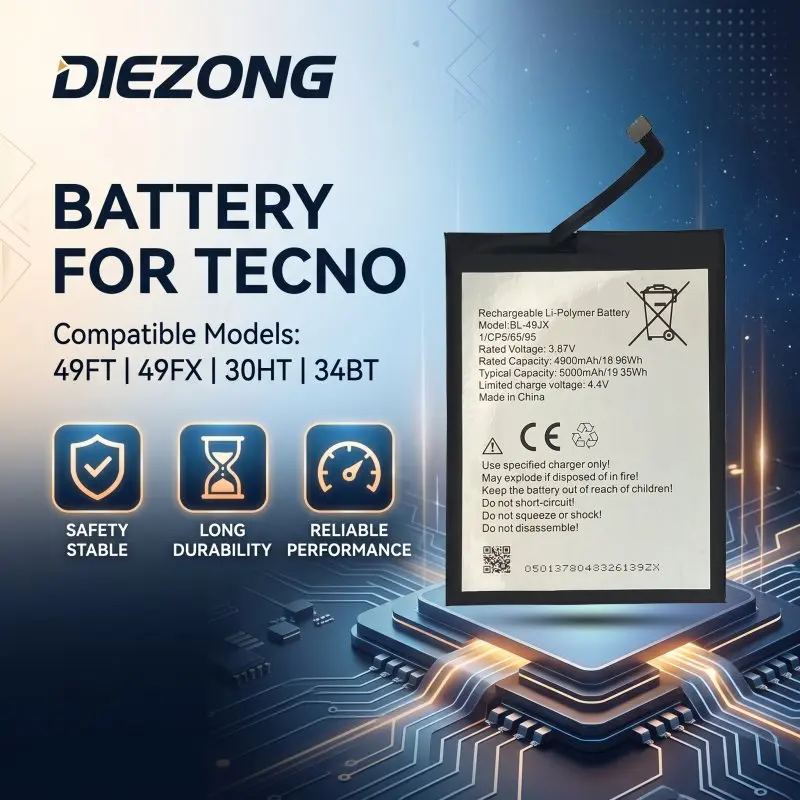 High Capacity Replacement Phone Battery 49FT 49FX 30HT 34BT ForTecno Mobile Phone Durable Stable Li‑ion Cell Battery