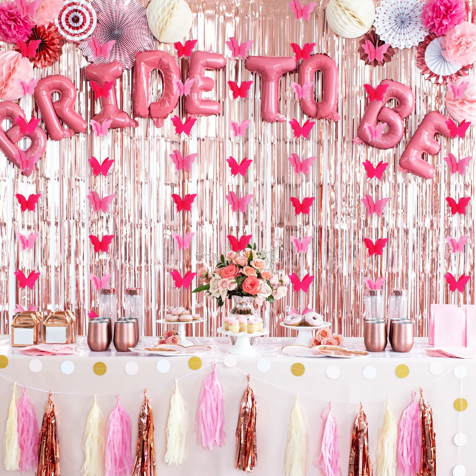 

4pcs 3D Butterfly Laser Cut Hanging Garlands For Wedding Birthday Party Decor Butterfly String Backdrop Home Decorations