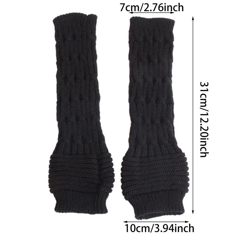 Women\'s Knitted Long Hand Gloves Warm Embroidered Winter Gloves Fingerless Gloves For Women Girl Guantes Invierno Mujer Luvas