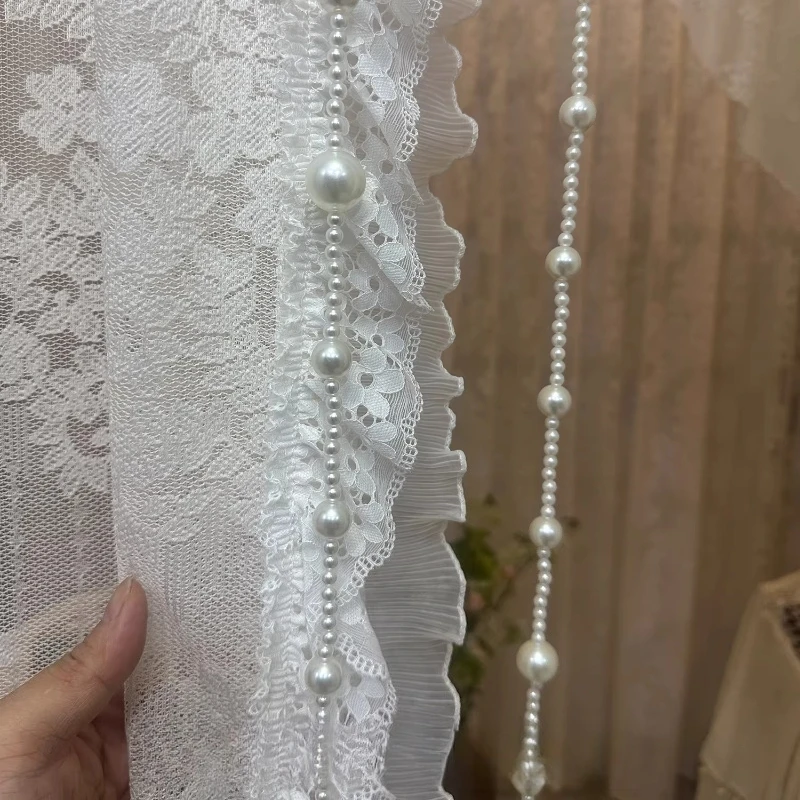 Cream French Lace Sheer Gauze Drape Custom‑Sized Partition for Living Room Bedroom Bay Window Romantic Home Atmosphere Decor