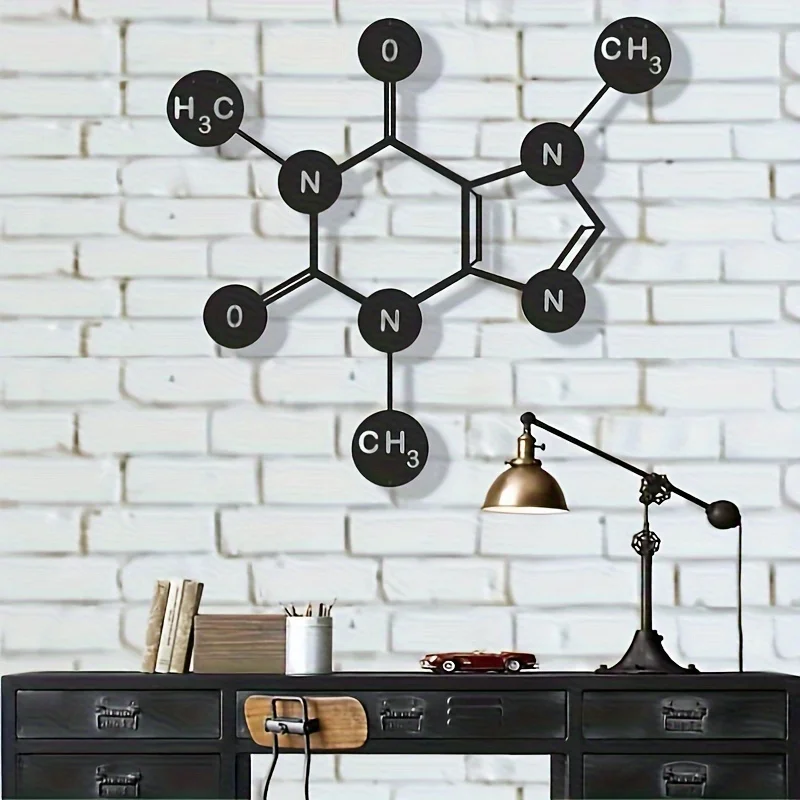 2D Caffeine Molecule, Metal Wall Decor, Metal Wall Art, Chemistry Art, Metal Caffeine Decor, Chemical Formula, Coffee Shop Decor