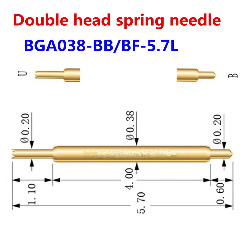 100PCS BGA Double-Head Pin 038-BJ BB  FF BF 5.7mm Semiconductor Dual-Head High Frequency Test Pin IC Test Two-Ended Telescopic