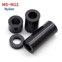 20/10Pcs M5 M6 M8 M10 M12 Black ABS Non-Threaded Hollowed Nylon Spacer Round Hollow Standoff Washer PCB Board Screw