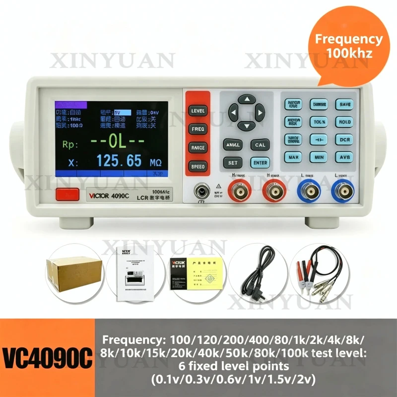4090C LCR Meter USB RS232 Bench LCR Bridge 100KHz Multiple Frequency Level Tests 0.1% Basic Accuracy