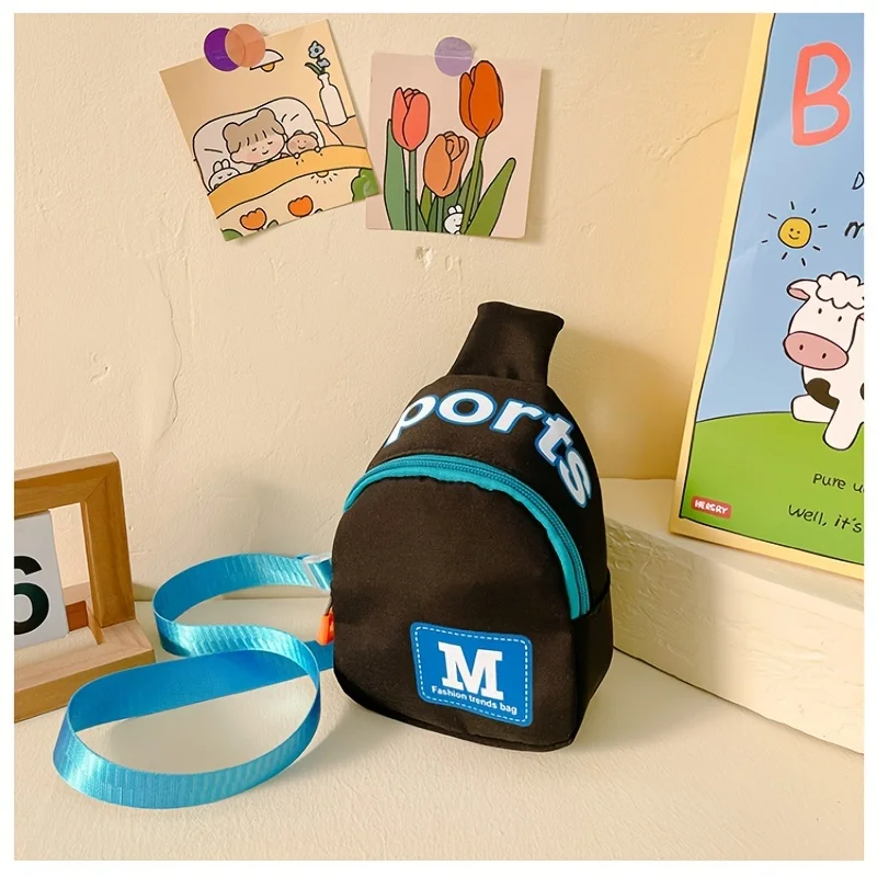 Contrast Color Children\'s Bag Summer New Korean Version M-Letter Chest Bag Boys and Girls Crossbody Bag Single Shoulder Bag Mini