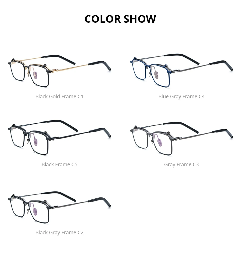 FONEX Titanium Glasses Frame Men Brand Design Flip Square Eyeglasses Frame Flip-up High Quality Japanese Ultralight Eyewear 401T