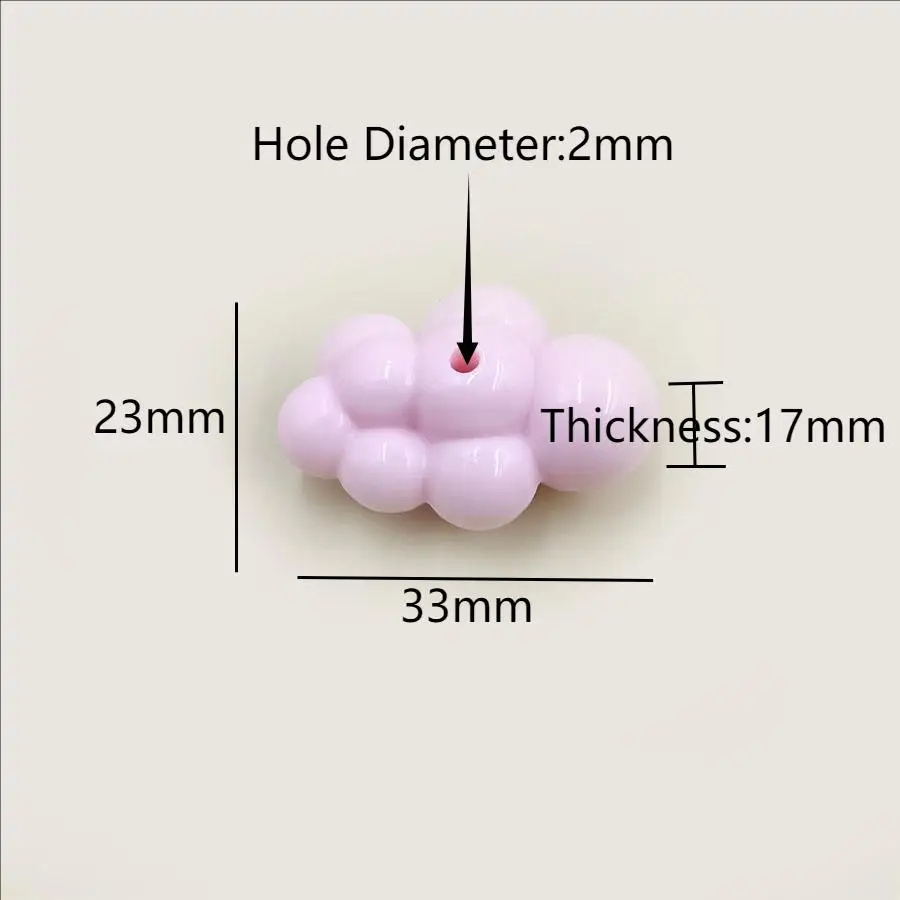5pcs/bag 33mm*23mm Cloud Shaped Beads Bracelet Making Solid Color Pendant For Keychain DIY Handmade Material Jewelry Accessories