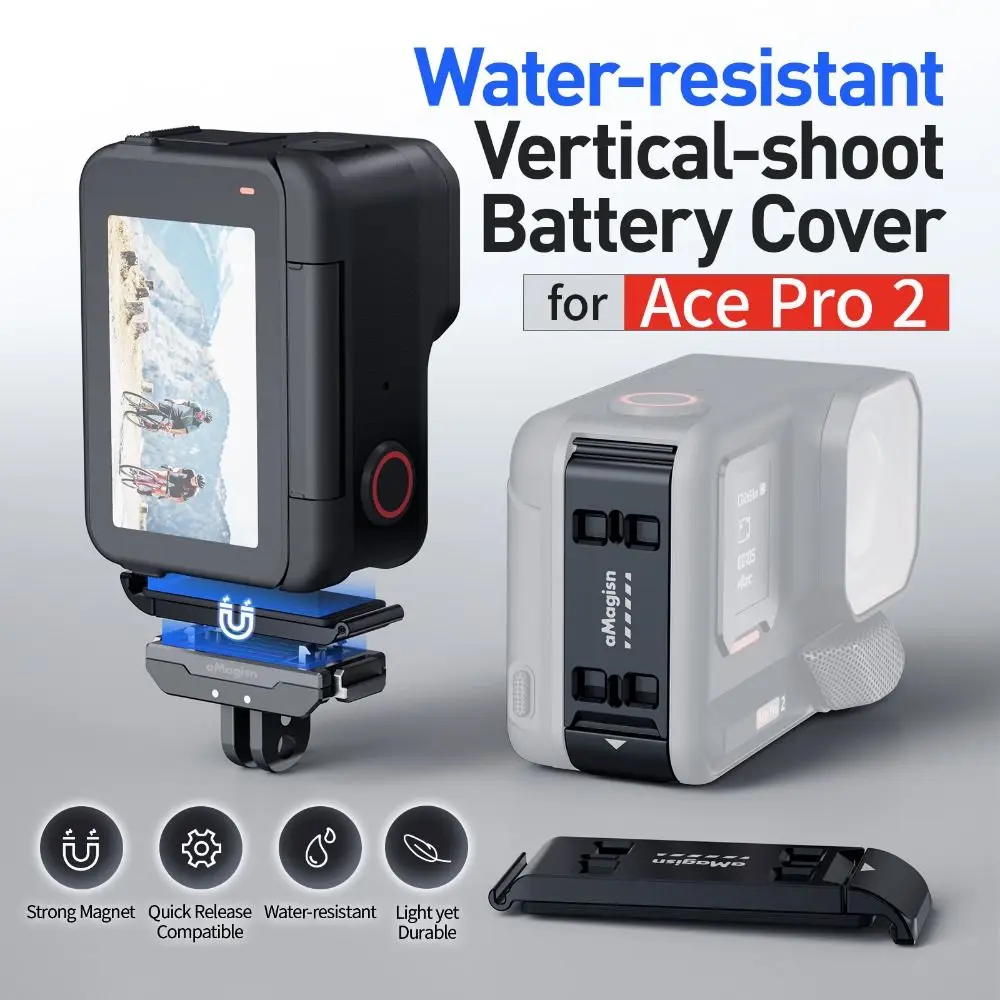 

Quick Release Battery Side Interface Cover Waterproof Aluminum Alloy Vertical Adapter Magnetic for Insta360 Ace Pro 2