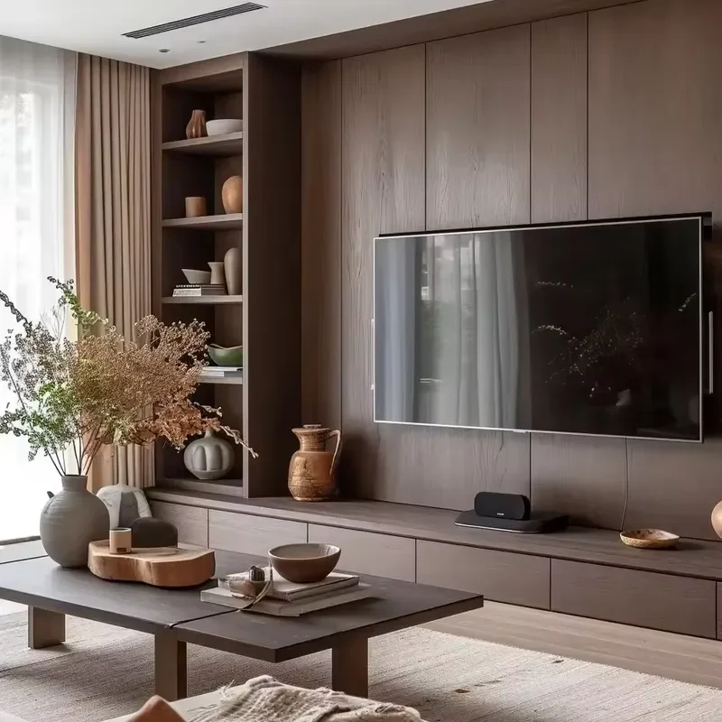 Living room TV unit custom high storage cardboard bookshelf glass display cabinet