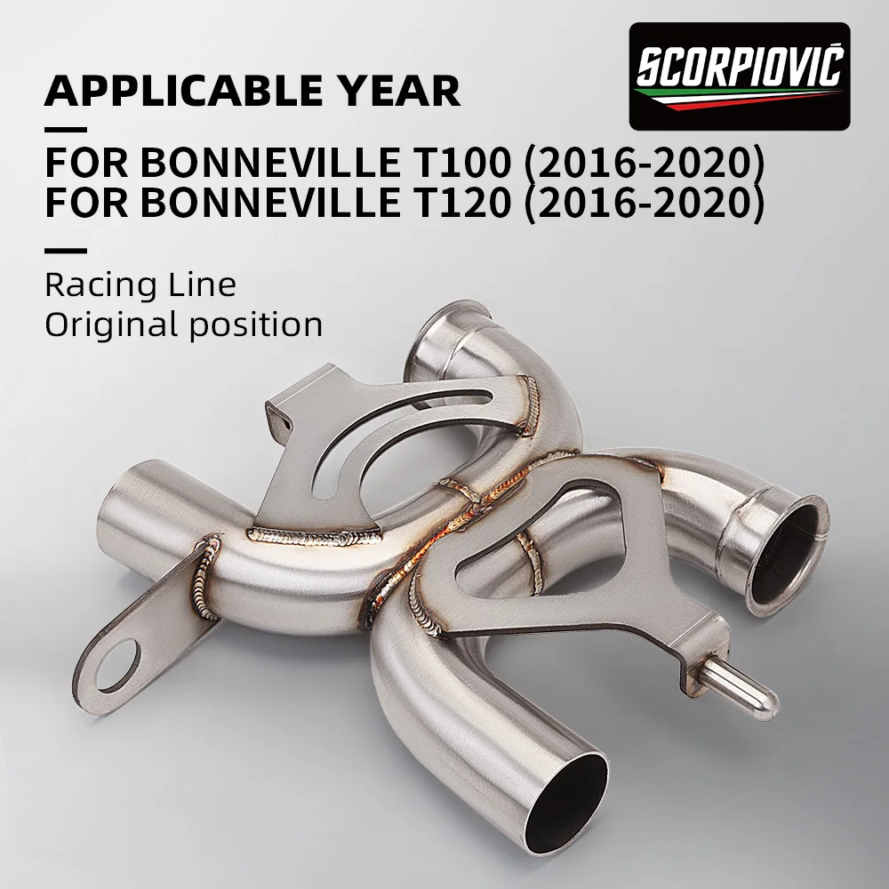 

FOR Exhaust Muffler Link Pipe High Quality For BONNEVILLE T100/T120 2016-2020 Motorcycle Modified Muffler 51mm Middle Link Pipe