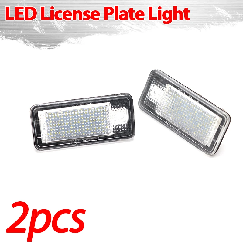 2Pcs Canbus LED License Plate Light For Audi A3 A4 S4 RS4 B6 B7 A6 RS6 S6 C6 S5 Q7 A8 S8 Avant White Car-Styling Number Lamp 12V