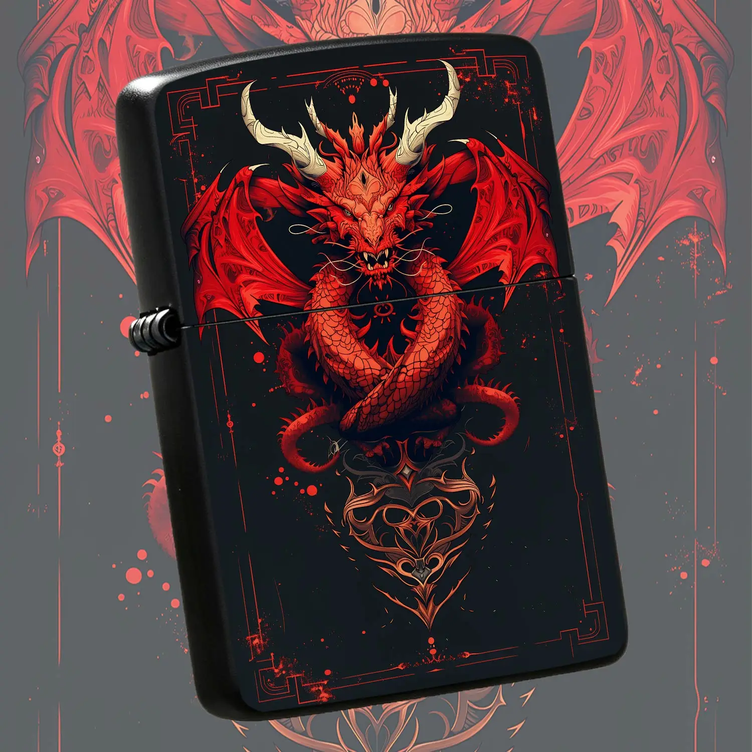Vibrant Red Dragon Themed Lighter, Exquisite Traditional Eastern Aesthetic Art Print, Sleek Portable Ignition Tool For Daily Multi-Scene Use, Unique Stylish Collectible Present For Dragon Year, Ideal For Gifting And Per A Humorous And Inter
