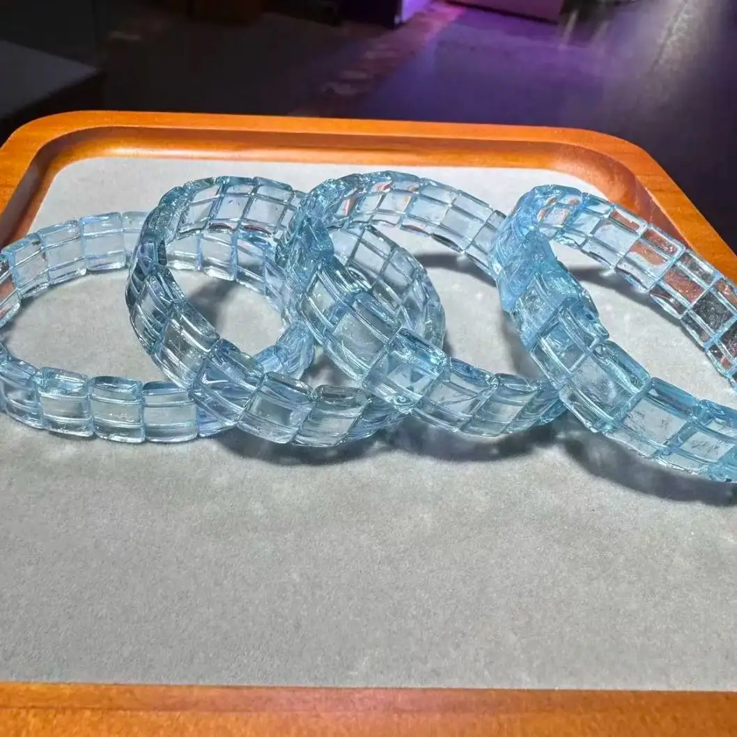 

AAAAAA натуральный синий топаз квадратный браслет свободные бусины для ювелирных изделий для женщин для пар браслет для подарочных аксессуаров оптом