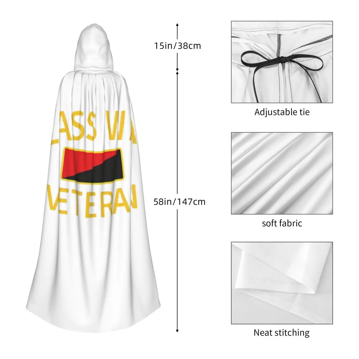 Class War Veteran Long Hooded Cloak Witch Medieval Costume Cosplay Cape HalloweenCoat Adult Unisex - view 3