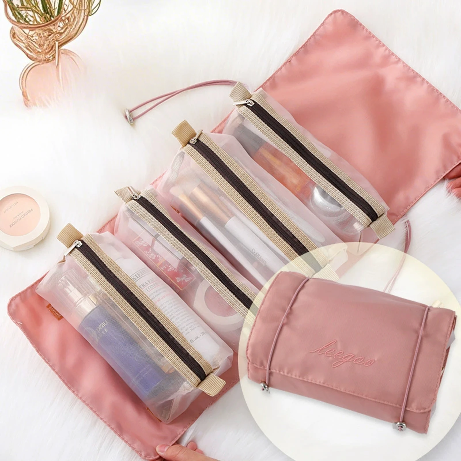 

1 Set Detachable Multifunctional Folding Cosmetic Bag Wash Bag Portable Hanging Travel Storage Bag