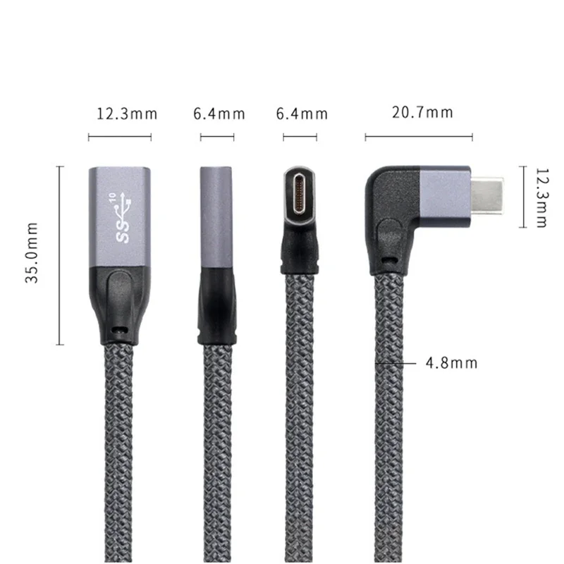 100W PD 5A łokcia USB3.1 typu C kabel przedłużający 4K @ 60Hz 10 gb/s USB-C Gen2 przewód przedłużający dla MacBook Pro Dell HP XIAOMI USB-C piasty