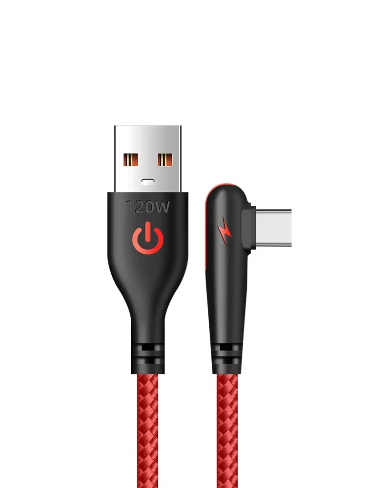 NNBILI 120 W USB Zu Typ-C Kabel 90 Grad Ellenbogen Handy Schnelle Lade Für Huawei Mate 60 Xiaomi Samsung ladegerät Daten Draht
