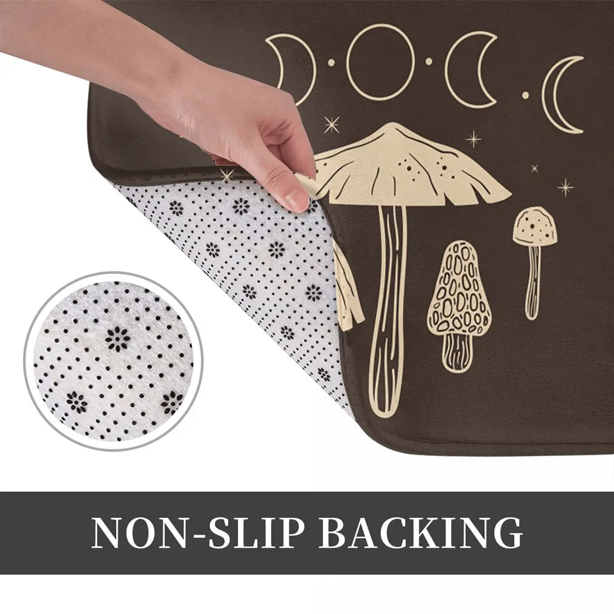 Cottagecore Mushroom Goblincore Moon Phases Doormat Kitchen Entrance Floor Mat Anti-slip Carpet Rug for Living room Footpad Mats