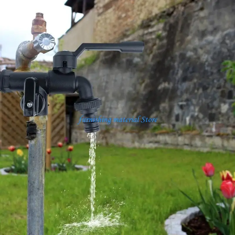 Y5GD Outdoor Double Water Tap Washing Machine Faucet 1/2inch 3/4inch Water Connector Double Outlet Tap for Garden