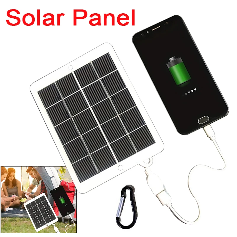5V/3W Portable Polysilicon Solar Photovoltaic Panel with Wire USB Solar Panel Charger Outdoor Battery Generator Power Bank