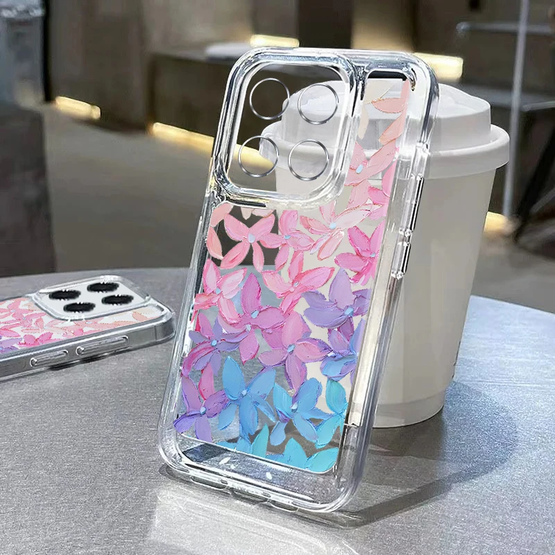 Relief Flower Case For Xiaomi 14T 13T 11T Pro Poco X5 X6 F6 Mi 11 Lite 5G NE Redmi Note 10 11 11s 12 13 Pro 5G Clear Soft Cover