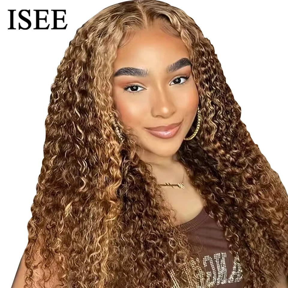 ISEE Hair Wear And Go Water Wave Wig Glueless Highlight Wig Human Hair 4/27 Ombre HD Lace Front Human Hair Wigs PrePlucked