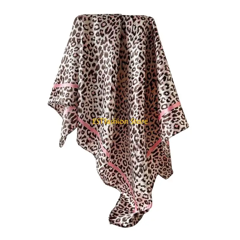 Y5GC Classical Animal Pattern Head Scarf Decorative HeadWrap For Ladies Adult Square Satined Shoulder Covering for Daily Outfit