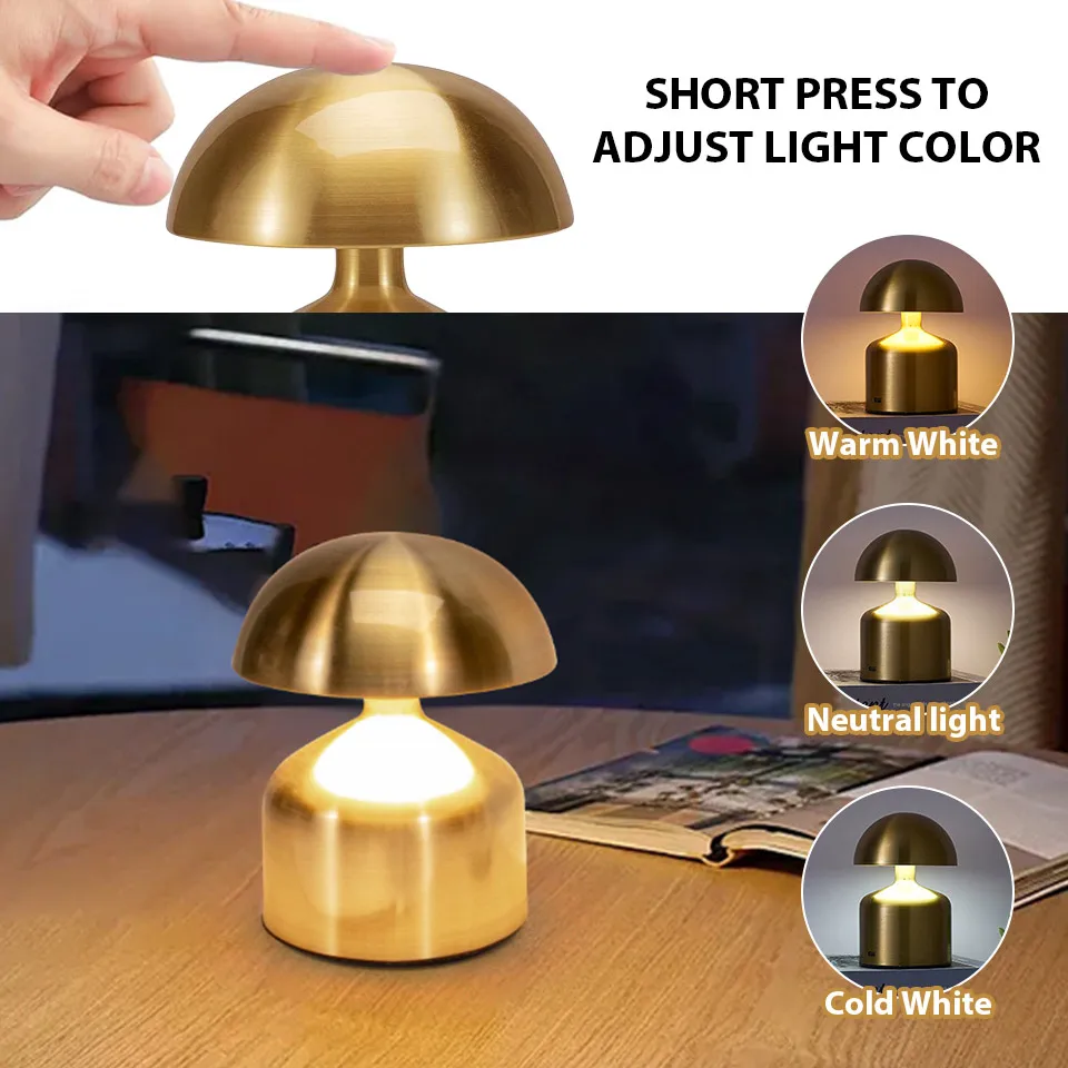 LED Table Lamps USB Rechargeable Touch Dimming Night Light 3 Color Cordless Atmosphere Bedroom Bedside Reading Lamps Decor Light