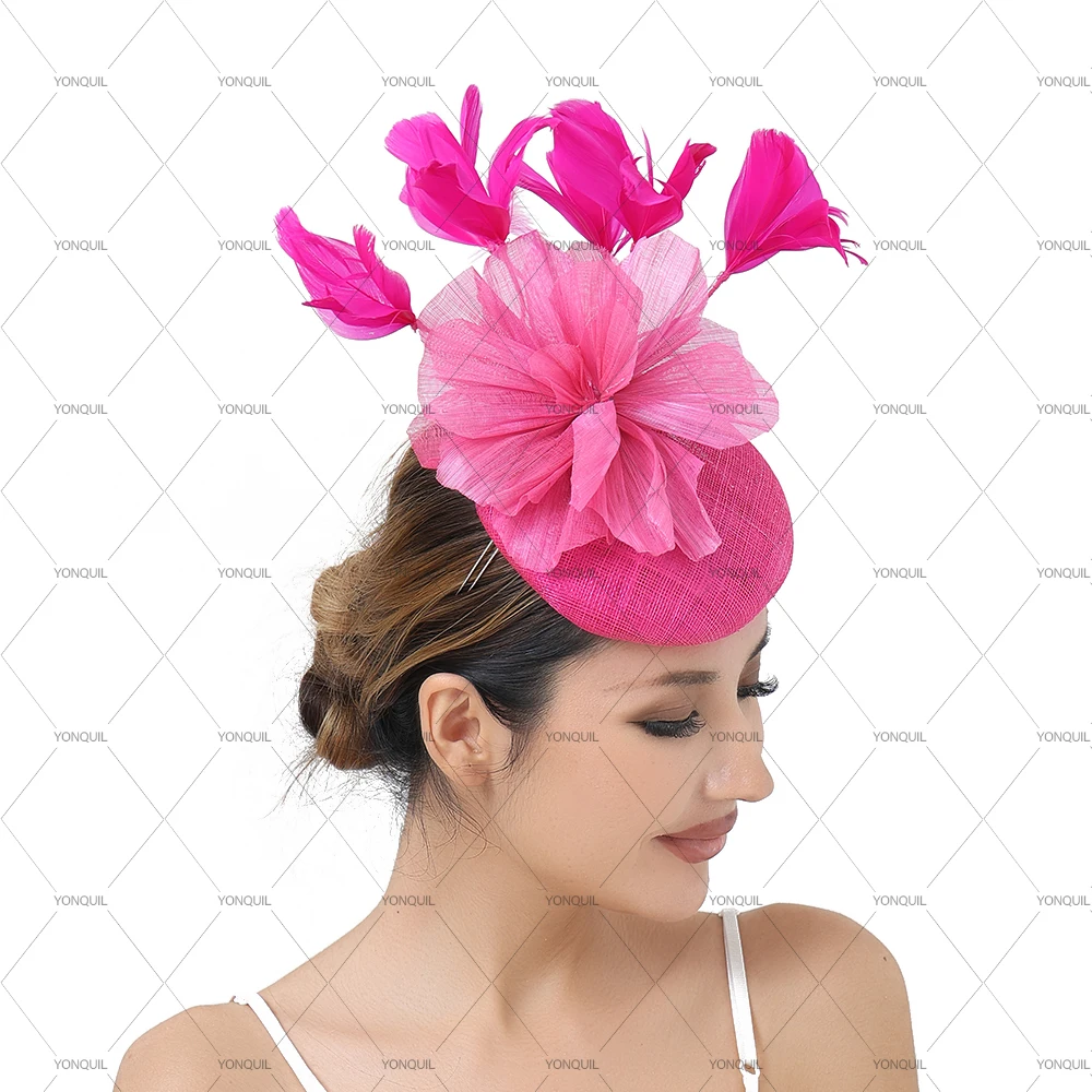 

Women's Sinamay Silk-Linen Feather Hairband Fascinator Stylish Headwear Accessory for Wedding Party Elegant Headpiece Headband